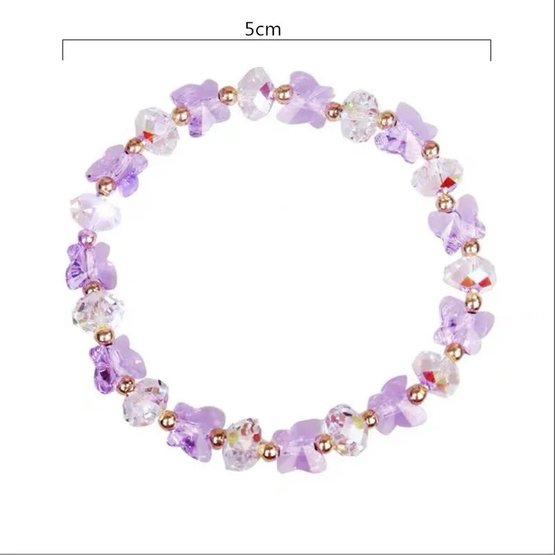 Butterfly Charm Crystal Stretch Beaded Bracelets for Women