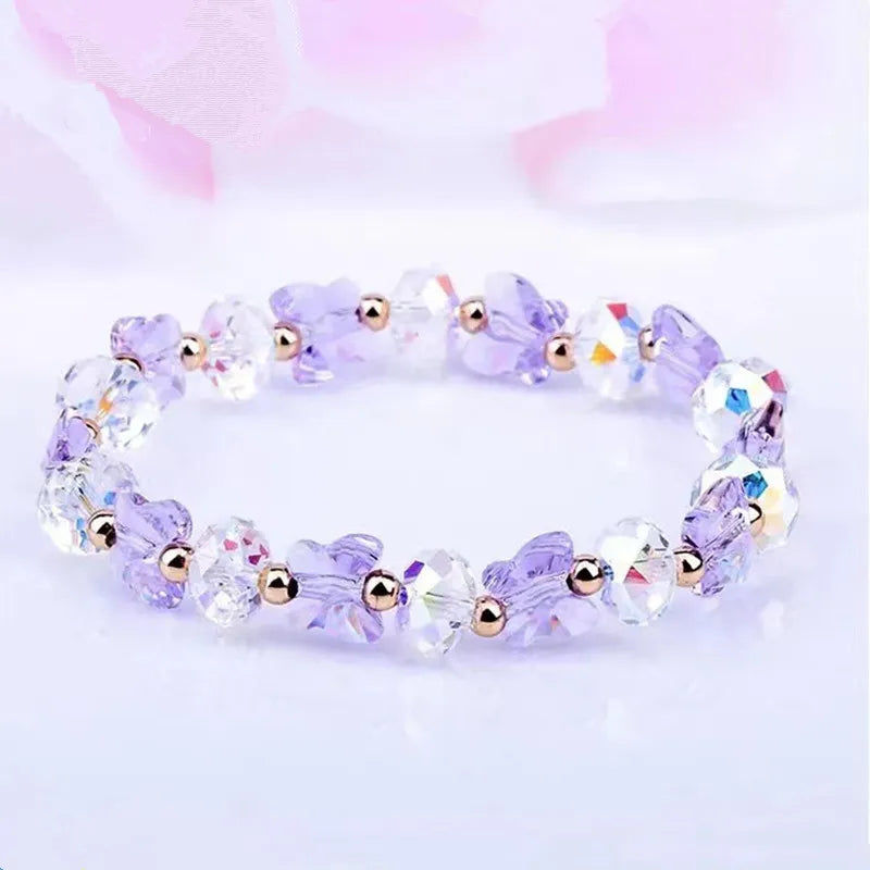 Butterfly Charm Crystal Stretch Beaded Bracelets for Women
