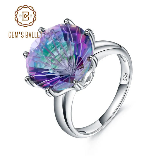 GEM'S BALLET Rainbow Mystic Quartz Sterling Silver Ring – Dazzling Elegance