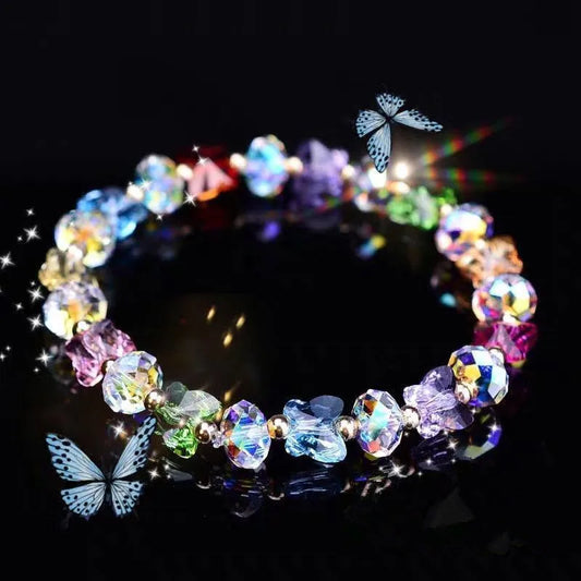 Butterfly Charm Crystal Stretch Beaded Bracelets for Women